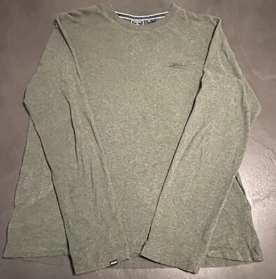 Superdry T-Shirt Long Sleeve Crew Neck Top Embroidered Logo Gray Men’s Size L - Image 1 of 4