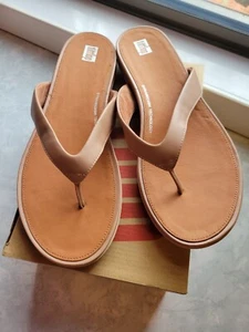 Fitflop Gracie Leather Flip Flops Women's Sandals Shoes Size 10 Beige - Picture 1 of 3