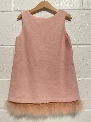 Charabia Girl's Pink Wool Sleeveless Dress With Fluffy Fur Trim  6 years - Image 1 of 4