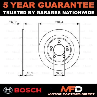 2x Brake Disc Rear Bosch Fits i30 Cee'D Pro 1.0 1.4 CRDi 1.6 58411A6200 - Image 1 of 4