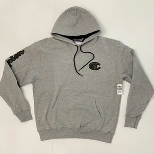 Champion Mens Large Camo Logo Fleece Heather Gray Standard Fit Hoodie New - Picture 1 of 12