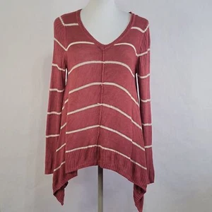 Pink Republic sweater coral pink striped size small - Picture 1 of 8