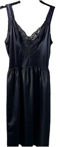 Vtg Olga lingerie slip Dress Style 13025 Elastic Waist Lace Trim 38 M/L Knee L - Picture 1 of 13