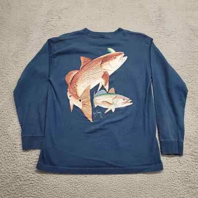 Guy Harvey Shirt Womens XL Blue Long Sleeve Fish Graphic Logo Fishing Outdoors - Image 1 of 4