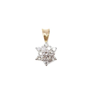 18ct Two Tone Gold Diamond Snowflake Pendant #2241 - Picture 1 of 7