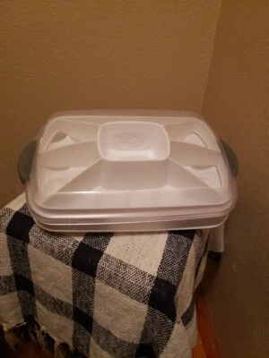 PAMPERED CHEF Chillzanne Rectangle Server Deviled Eggs Veggie Dip Tray #2781  - Image 1 of 4