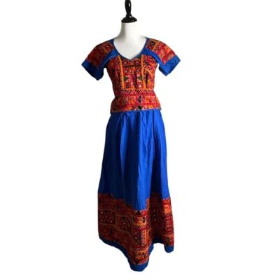 Two Piece Lehenga Embroidered Set Crop Top Long Skirt India Womens S/M - Image 1 of 4