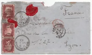 1873 NOTTINGHAM TO FRANCE RIPARATO ROSSO H/S 'RICEVUTO APERTO E SIGILLATO AL GPO' - Foto 1 di 2