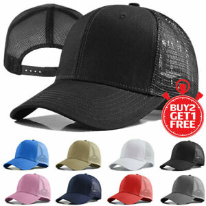 Trucker Hat Mesh Back Snapback Plain Solid Baseball Cap Visor Blank Hats Caps