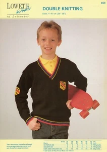 Loweth Double Knitting Pattern 659, Boys V Neck Sweater 28 - 38 chest - Picture 1 of 2