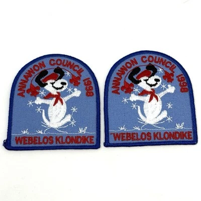 Vintage Annawon Council 1998 Webelos Klondike Snoopy Patches Massachusetts NOS - Image 1 of 3