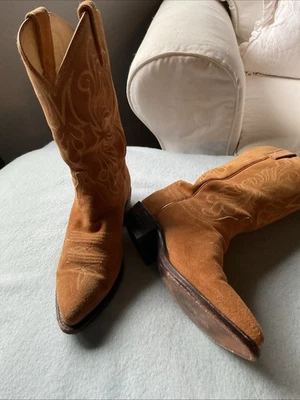 Botas vaqueras occidentales Dan Post vintage para mujer talla 7M gamuza caramelo Foto 1 de 4