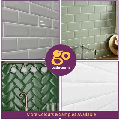 Metro Brick Effect Bevelled Edge Ceramic Tile Gloss Kitchen Bathroom Wall 1 Box - Image 1 of 2