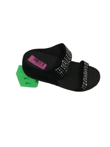FITFLOP Ladies Black Diamante Studded Slip On Sliders Lightweight Pre-Loved UK 5 - Picture 1 of 7