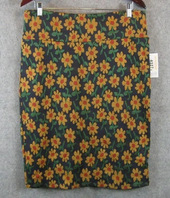 Falda Lápiz LuLaRoe Elástica Cassie Talla XL Azul Marino Amarillo Floral Nueva con Etiquetas Foto 1 de 4