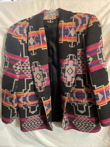 Knockabouts Pendleton Jacket Women's Brown Wool Blazer Size Large Aztec Vintage - Picture 1 of 13