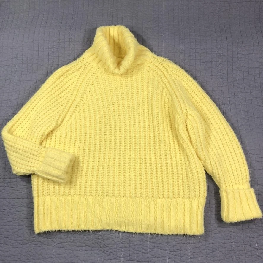 Pilcro Anthropologie Sweater Women XL Yellow Turtleneck Chunky Knit - Image 1 of 4