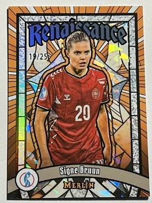 2025 Topps Merlin UEFA Womens EURO - Signe Bruun Renaissance ORANGE #/25 Denmark - Image 1 of 4