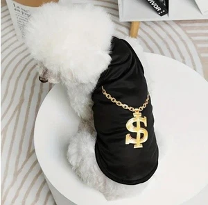 Dog Clothes T-Shirt Soft Sleeveless Printed Costume for Puppy Dog Apparel, Chain - Picture 1 of 2