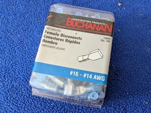 100pcs Blue Female Insulated Wire Terminal 16-14AWG Spade Crimp Connectors - Picture 1 of 3
