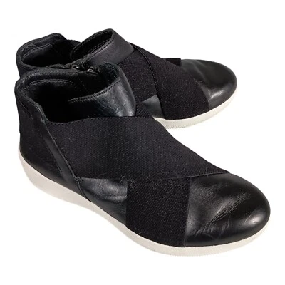 Fitflop Boots 5 Womens Black Superflex Leather Bootie Wedge Round Toe Low Zip - Image 1 of 4