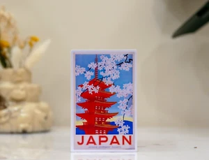 #92 JAPAN, cherry blossoms and temple- Landmark Sticekrs 4x3" Decal Sticker - Picture 1 of 1