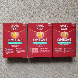 3 x Seven Seas Omega-3 Extra Strength Fish Oil Capsules with Vitamin D - 30s - Picture 1 of 3