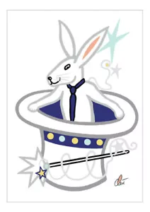 JACQUELINE DITT - The Magic Bunny - Ess. A3 sign.ltd.Original Druck Grafik Hase - Bild 1 von 3