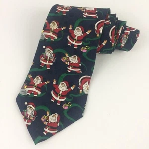 Corbata de Navidad corona dorada de Papá Noel de colección seda regalos navideños fiesta EE. UU. - Imagen 1 de 7