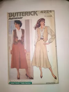 BUTTERICK VINTAGE MISSES VEST SHIRT SKIRT PATTERN - 4224 - Picture 1 of 4