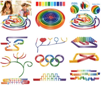 1000Pcs Coloured Wooden Tumbling Dominoes Set Family Games Kids Gift Play Toy - Image 1 of 4