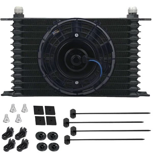13 ROW 8AN AUTO-MOTIVE ENGINE TRANS-MISSION OIL COOLER 6" INCH ELECTRIC FAN KIT - Picture 1 of 3