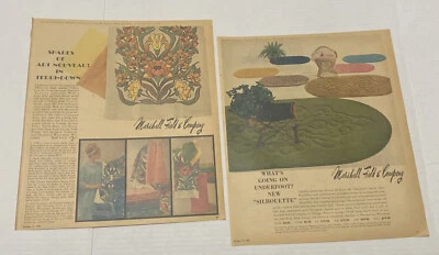 2 LOT Vintage 1960s Marshall Field Print Ads Towels Rugs Martex Tiffany Aldon - Image 1 of 4