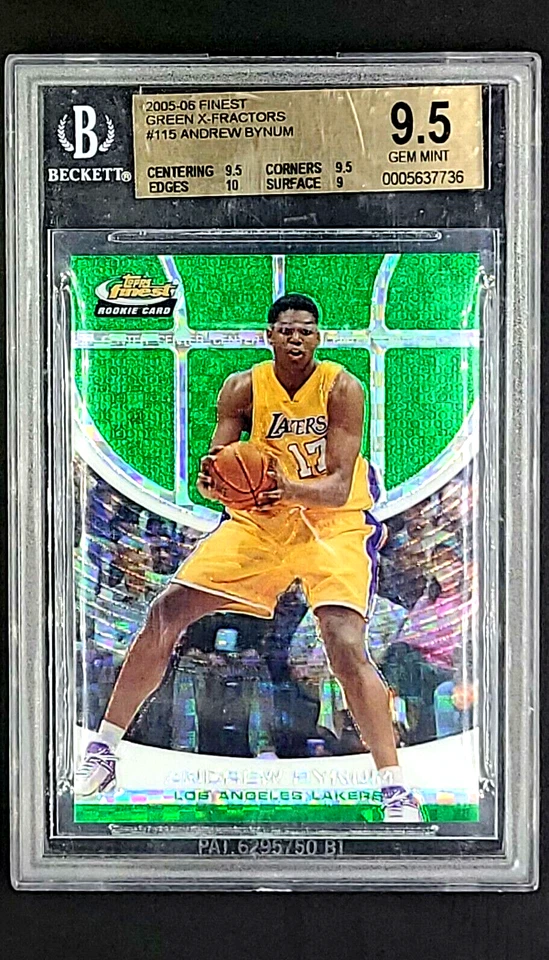 2005 Topps Finest Green Xfractor #115 Andrew Bynum RC Rookie /69 BGS 9.5 POP 7 - Image 1 of 4