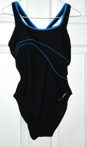 NWT WOMEN'S AQUA SPHERE SWIMSUIT ~ BLACK w/ BLUE TRIM ~SIZE 36 / 10 ~NOT PADDED - Picture 1 of 4