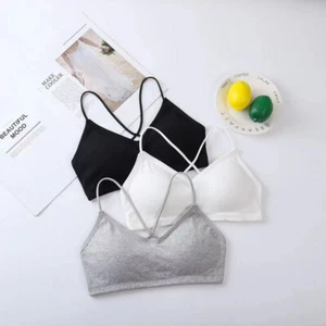 Sports Camisole Underwear Cross Spaghetti Straps Cotton Non-Steel Ring With Bra - Picture 1 of 11