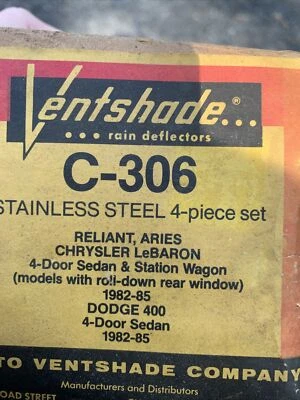 VENTSHADE C306-4 CHRYSLER LEBARON PLYMOUTH RELIANT 1982-85 DODGE 400*4 PUERTAS* Foto 1 de 2