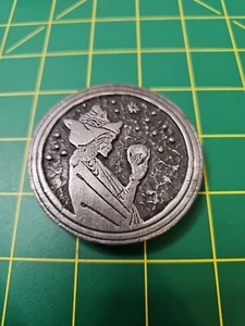 Fibbia per cintura artigianale in metallo Indiana Beardsley - Mago vintage con teschio - Foto 1 di 2