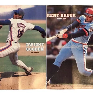 1984 Dwight Gooden Mets & Kent Hrbek Twins Double-Sided Magazine Poster VTG - Picture 1 of 8