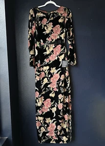NWT Lulus Glorious Aura Black Velvet Floral Burnout Long Sleeve Maxi Dress Sz S - Picture 1 of 14