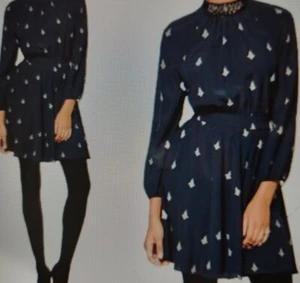 Abito Juicy Couture Regal Navy Diamante in seta taglia 4 - Foto 1 di 9