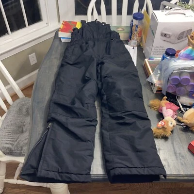 Lands End Kids Snow Pants 10S Grow Alongs Squall Bib Insulated black boys girls - Image 1 of 4