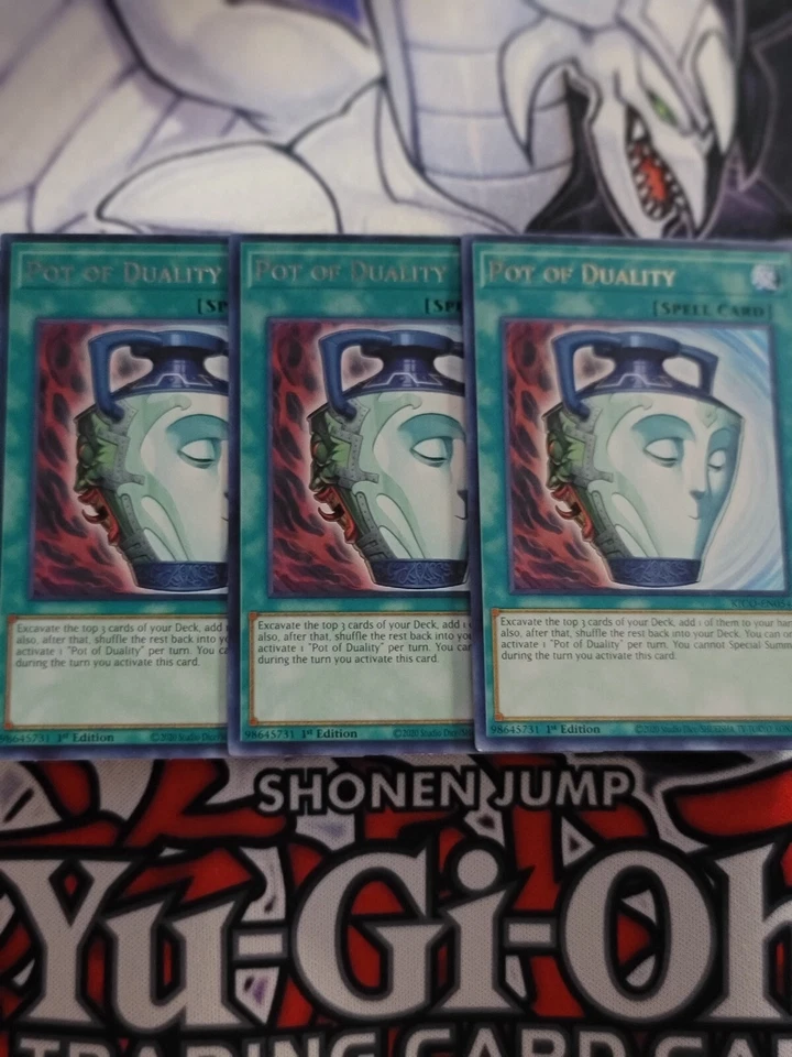 Yugioh 3x Pot of Duelity KICO Rare 1st edition NM playset - Image 1 of 1