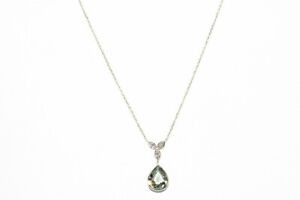 $2,000 2.86CT NATURAL GREEN SAPPHIRE & DIAMOND FOUR-STONE DROP NECKLACE 14K GOLD