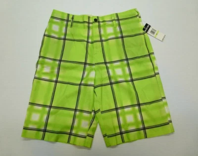 Pantalones cortos de tabla Zoo York para hombre 30 Verde Cuadros Cintura con botón Nuevo con etiquetas Foto 1 de 3