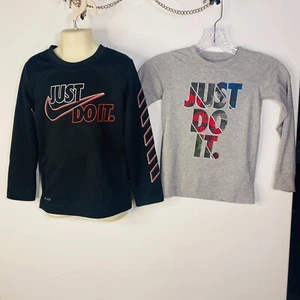Bundle of 2 NIKE Just Do It Long Sleeve t-shirt Boy's Size 5 Black Grey Camo - Picture 1 of 2