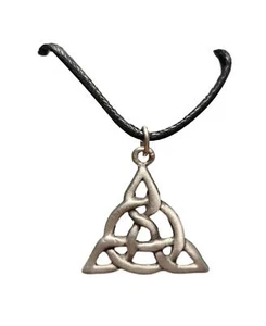 Open Triquetra Gothic pewter metal black cord pendant - Picture 1 of 2
