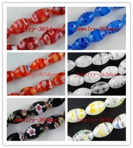 25pcs Millefiori Glass Rice Shaped Beads 8x12mm 6colors-1 P186-P191 - Picture 1 of 7