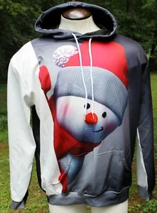 RXBC2011 Black White Red Snowman Face Hoodie Sweatshirt Asian-Mens 5XL USA 2XL - Picture 1 of 7