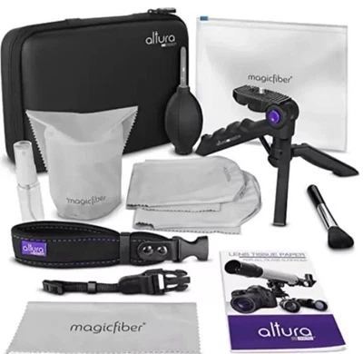 Kit de acessórios para câmera Altura alça para câmera tripé limpeza Canon Nikon Sony - Imagem 1 de 4